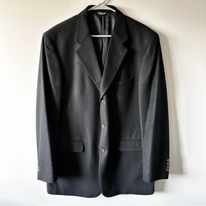 Bill Blass Blazer Men's 44L Black Single Breasted 3 Button 100% Cashmere